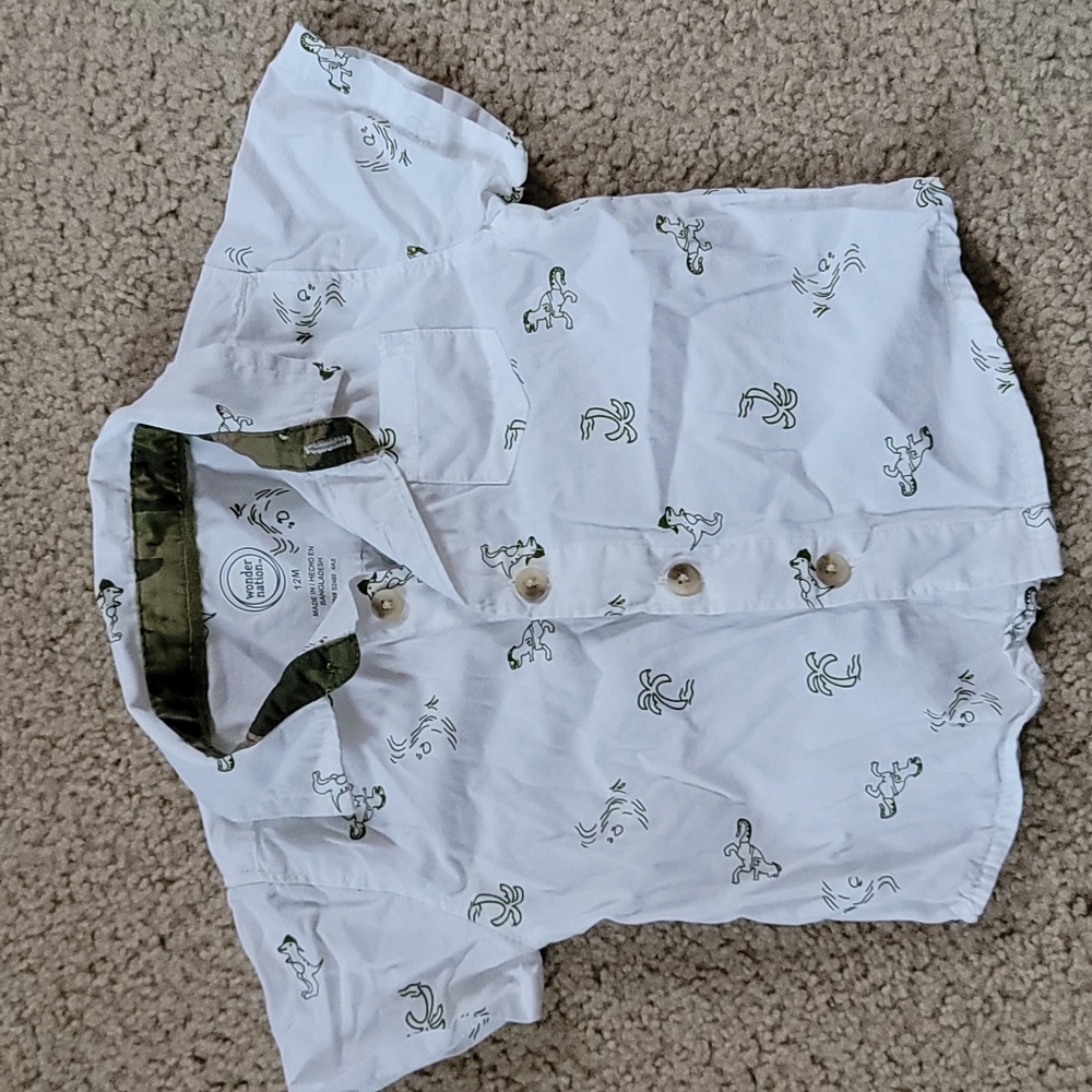 Dino Palm Tree Collar Shirt, 12 months